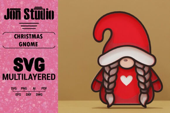 3D Christmas Cute Gnome Laser Cut SVG