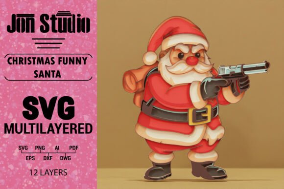 3D Christmas FunnySanta Multilayered SVG