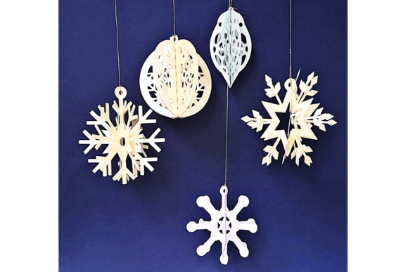 3D Christmas Hanging Ornaments: 5 SVG Templates