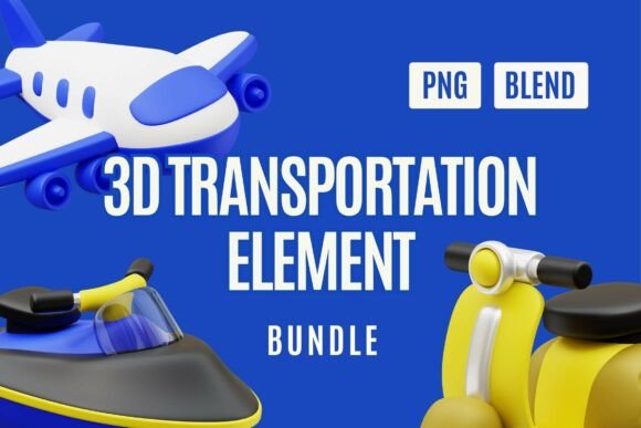 3D Colorful Vehicle Icons for Travel