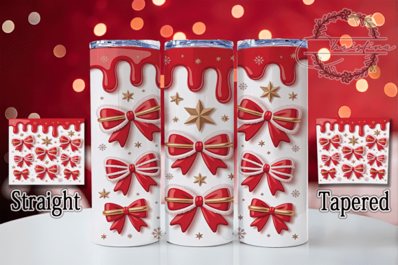 3D Coquette Santa Bows Christmas Tumbler