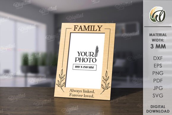 3D Family Photo Frame Laser Cut Design