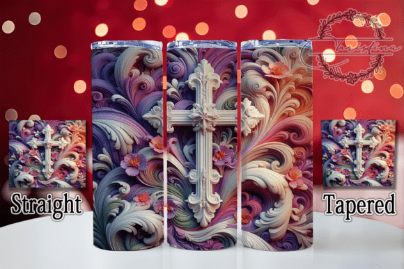 3D Floral Faith Cross Tumbler: Elevating Drinkware with Digital Art