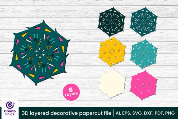 3D Layered Decorative Papercut File SVG: Elevating Craft with Depth and Dimension