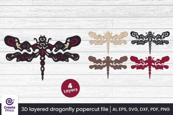 3D Layered Dragonfly Papercut File SVG: A Strategic Asset for Creative Professionals