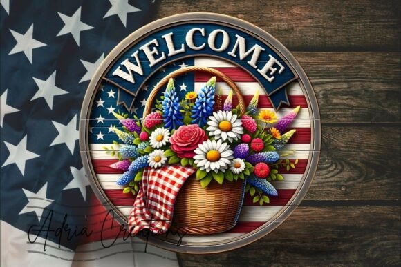 3D Patriotic Basket American Flag Sign