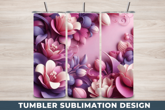3D Pink and Purple Tulips Flower Tumbler