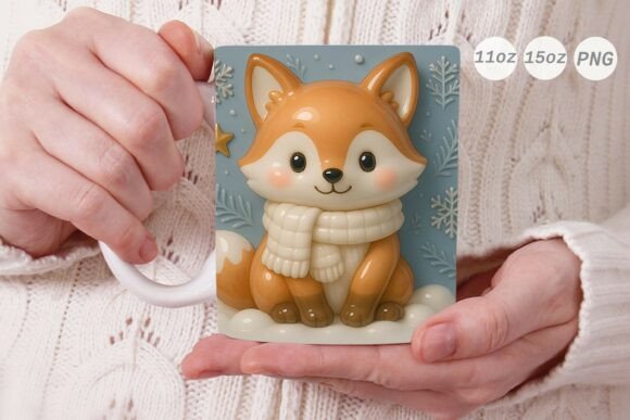 3D Porcelain Effect Fox Xmas Mug Wrap: A Strategic Asset for Seasonal Product Lines