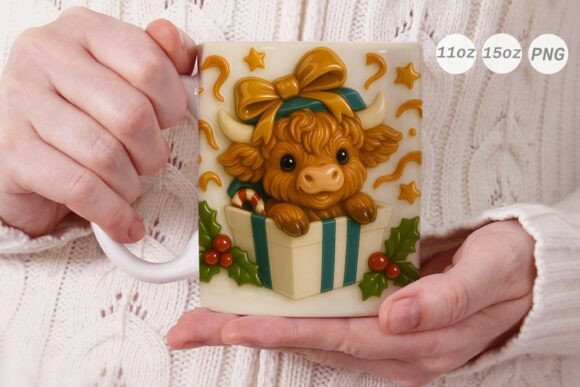 3D Porcelain Highland Cow Xmas Mug Wrap: The Ultimate Holiday Sublimation Project