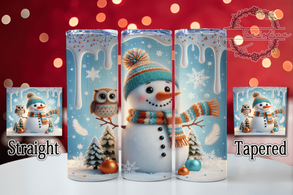 3D Puffy Inflated Snowman Tumbler Design