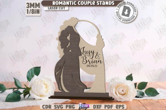 3D Romantic Couple Stand Laser Cut Love