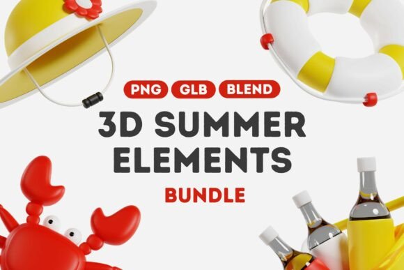 3D Summer Elements Set: Design Sunshine