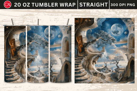 3D Surrealism 20 OZ Skinny Tumbler Wrap