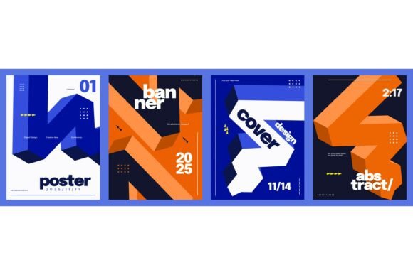 Abstract 3D Geometric Poster Set Guide