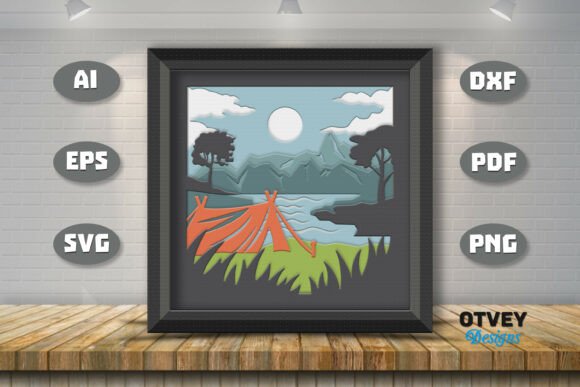 Camping 3D Shadowbox Layered Papercut: A New Dimension in Digital Craft