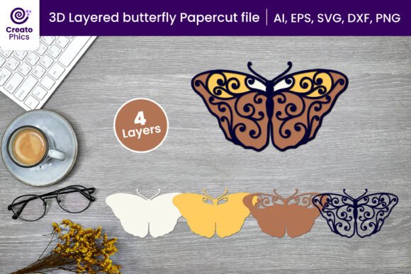 Elevate Your Craft Projects with the 3D Layered Butterfly Cutting File SVG