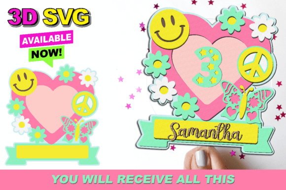 Groovy Hippie Cake Topper 3D SVG: Bringing Retro Vibes to Modern Celebrations