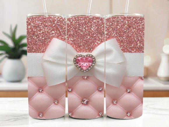 Half Soft Pink Glam 3D Tumbler Wrap PNG