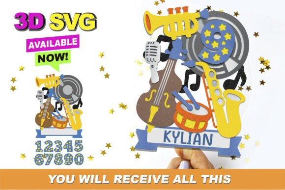 Jazz Cake Topper 3D SVG: Elevate Your Designs