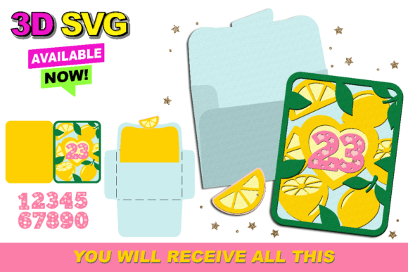 Lemon Card and Envelope 3D SVG: A Fresh Take on Digital Crafting
