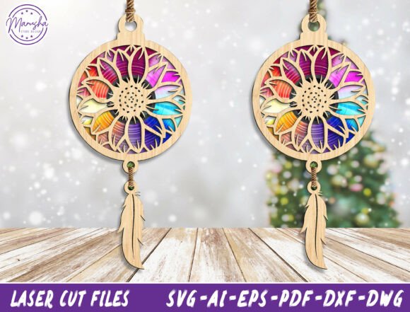 Sunflower Dreamcatcher 3D Layered Svg Guide
