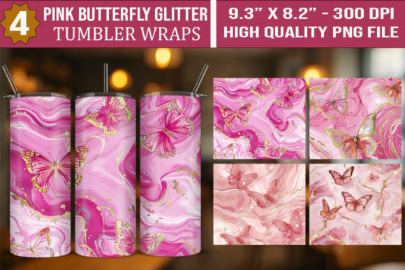Transform Your Drinkware with 3D Butterfly Glitter Tumbler Wraps