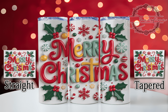 Transform Your Drinkware with the 3D Merry Christmas Holiday Tumbler Design