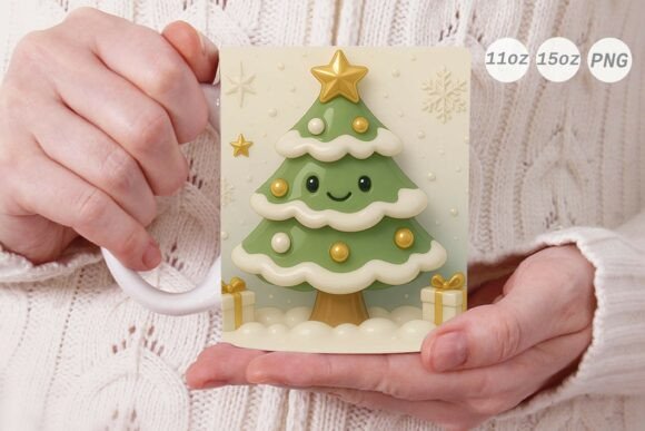 Transform Your Holiday Crafts with the 3D Porcelain Effect Xmas Tree Mug Wrap