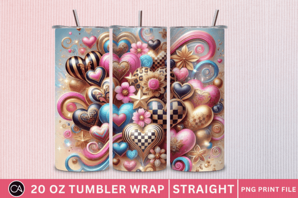 Valentine's 3D Heart 20 Oz Tumbler Wrap